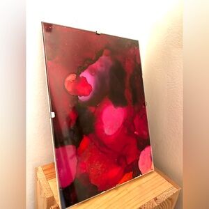Original Abstract Artwork Red and Pink Framed Art